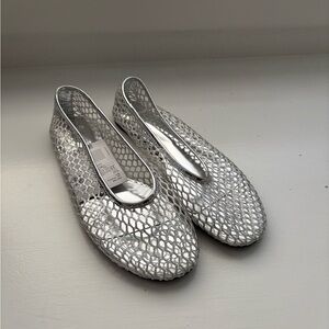 Mango Silver Mesh Flats